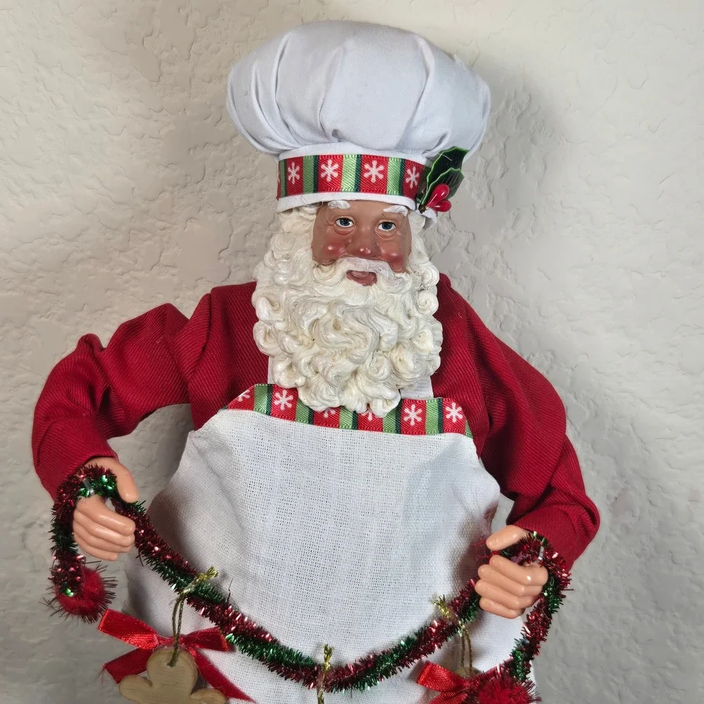 Chef Santa Claus 11 Inch Figurine Christmas Kitchen Decor Gingerbread Garland